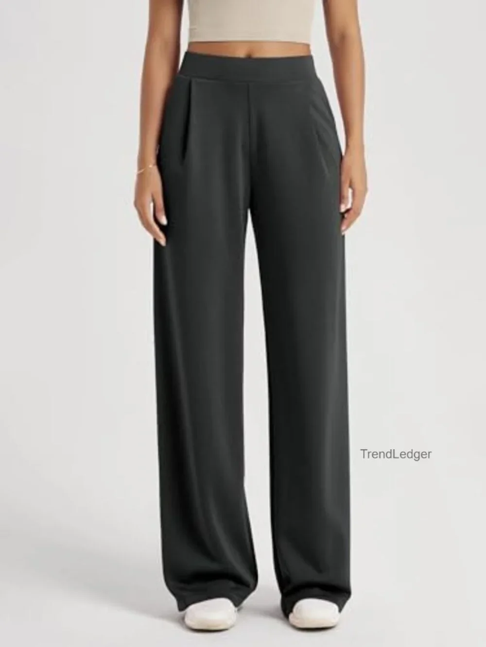 High Waist Wide Leg Pants with Pockets Modal Soft Loungewear - Picture 2 of 7